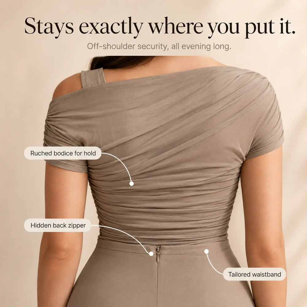 Florenza – Embroidered Off Shoulder Fishtail Skirt Set for Women