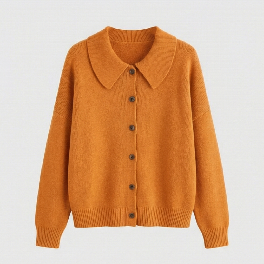 Collete – Women's Soft Knit Cardigan with Peter Pan Collar