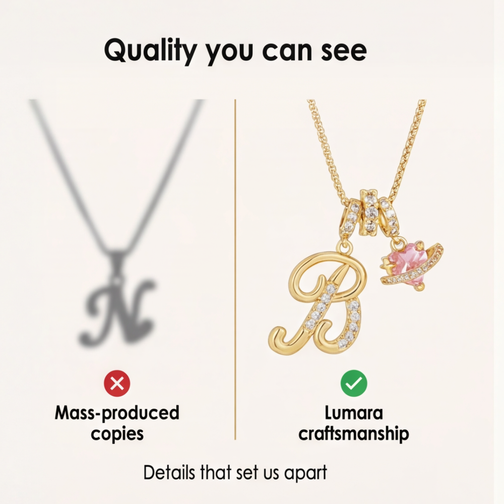 LUMARA – 3-Layer Initial Necklace with Pink Heart Zircon