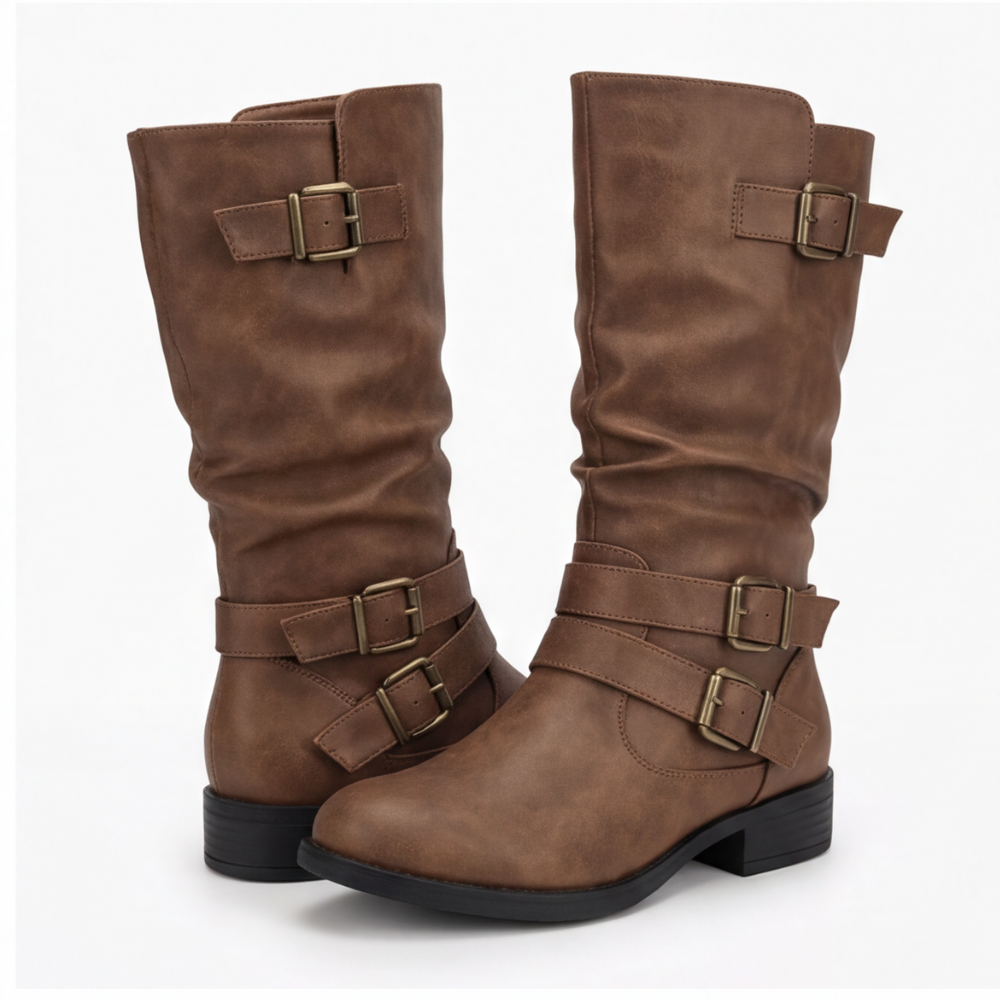 Strova - Crushed Slouch Mid Calf Boots