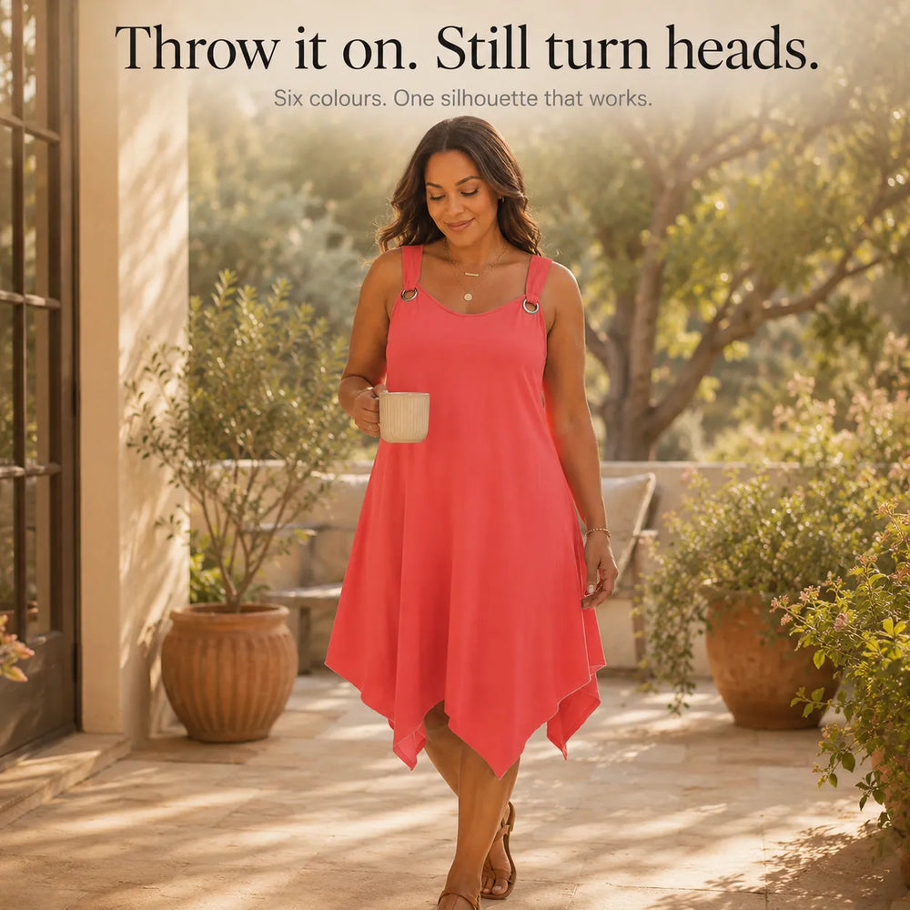 Marella – Flowy Sleeveless Sundress with Asymmetric Handkerchief Hem