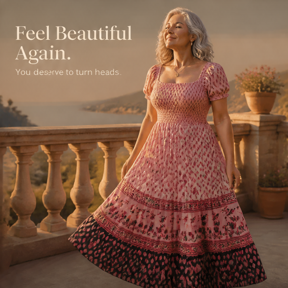 Selaris – Women's Smocked Puff Sleeve Maxi Dress