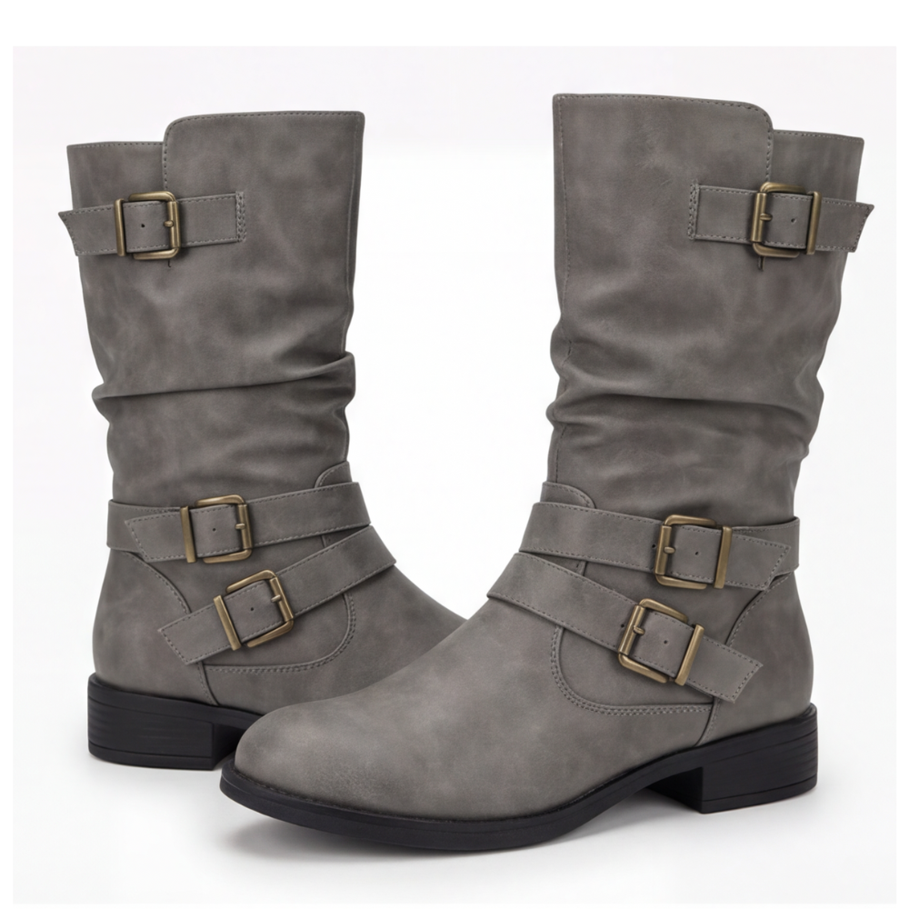 Strova - Crushed Slouch Mid Calf Boots