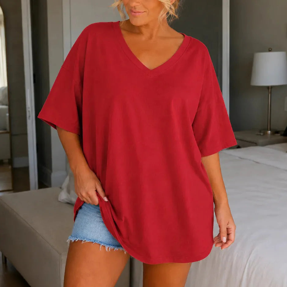 Vivelyn – Oversized V Neck Tee