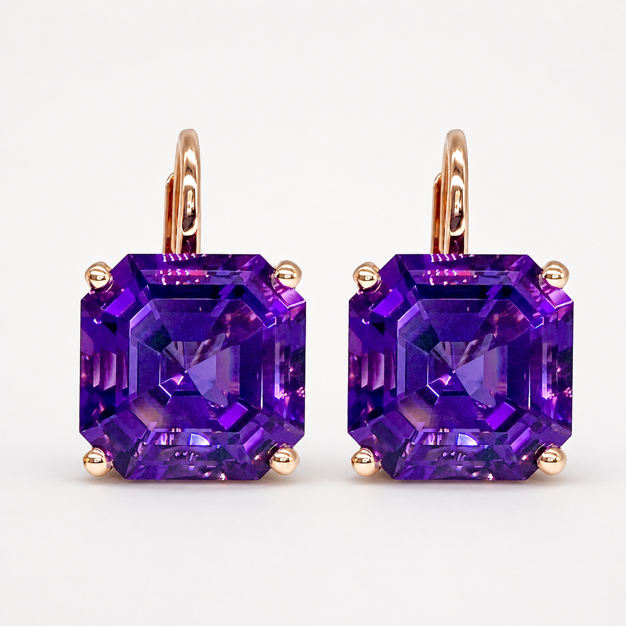 Lunera – Amethyst purple drop earrings, gold finish