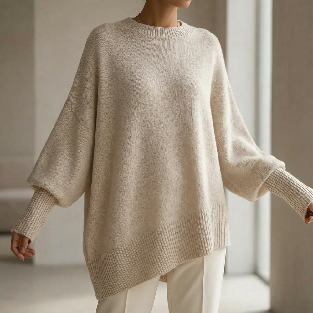Veluna - Women's Oversized Wool Blend Sweater