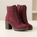 Lacelle - Romantic Lace Trim Suede Ankle Boots