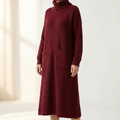 Velara – Women's Relaxed Turtleneck Sweater Dress with Pockets