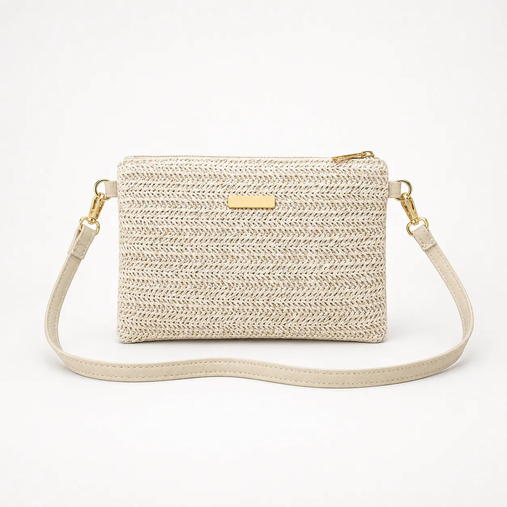 Solène – Woven Straw Crossbody Clutch Bag for Women