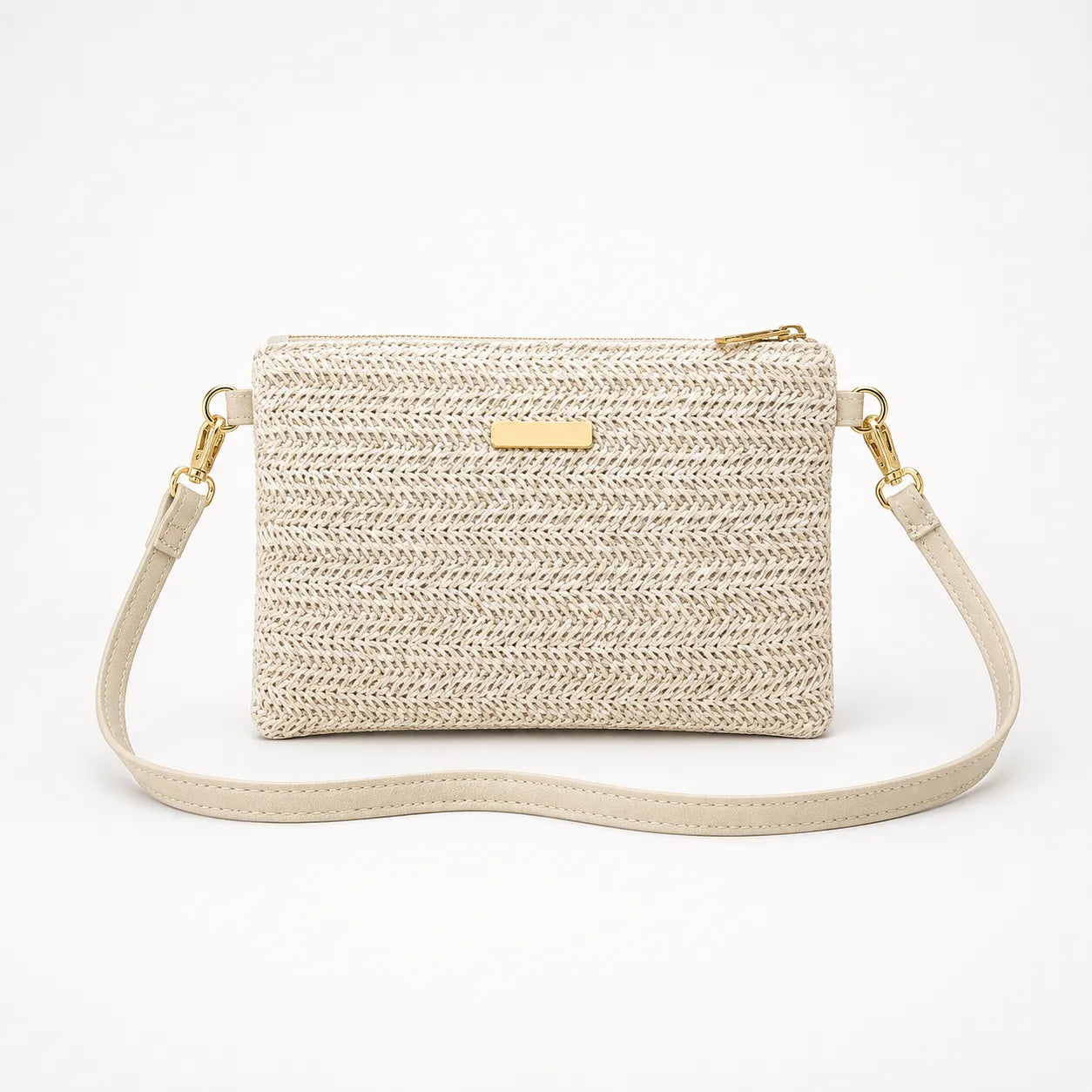 Solène – Woven Straw Crossbody Clutch Bag for Women
