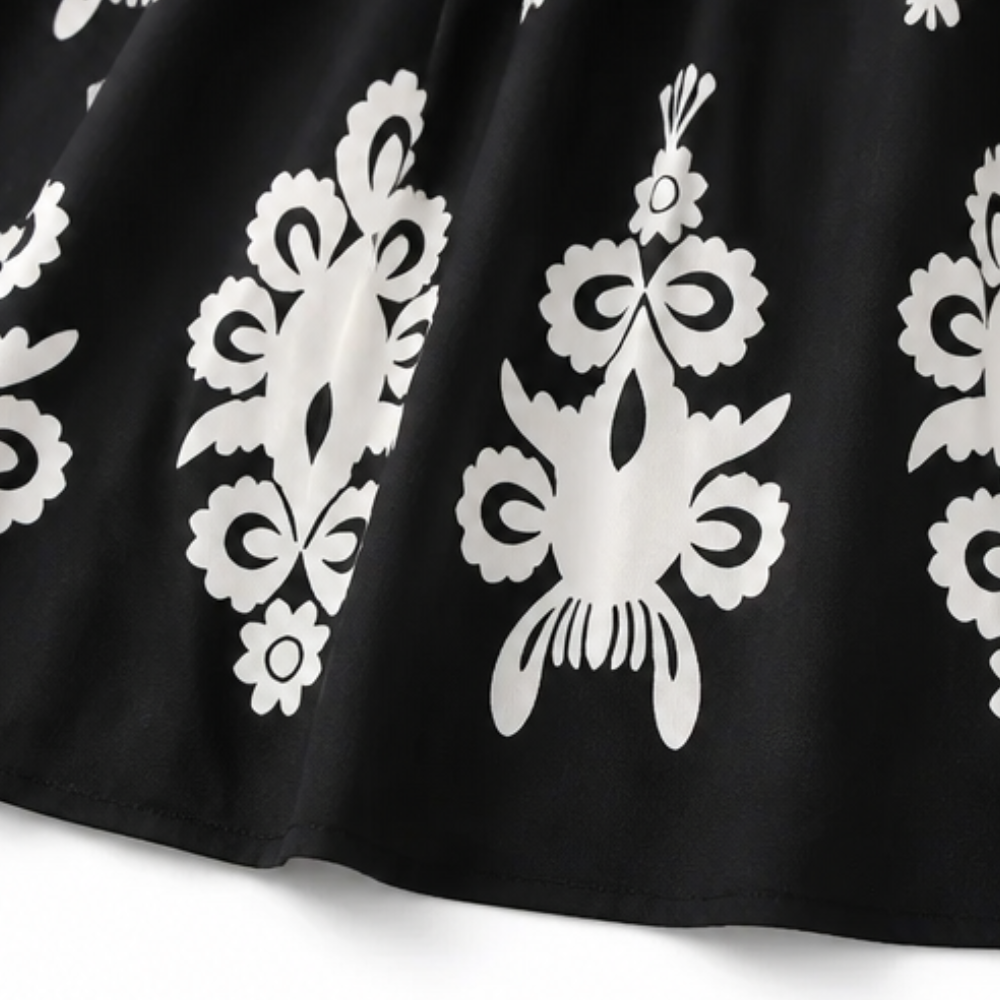 Osyrel – Women's Damask Print Midi Dress with V-Neck