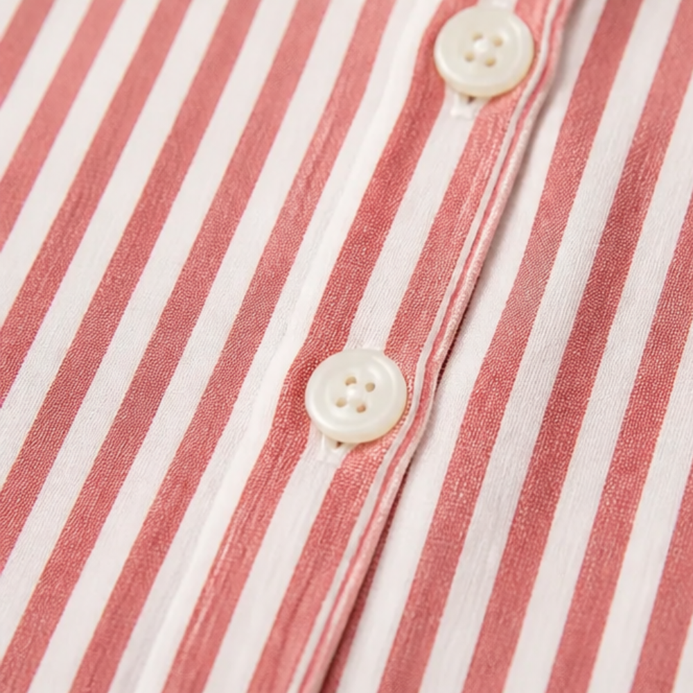 Solène – Women's Striped Sailor Collar Blouse with Puff Sleeves