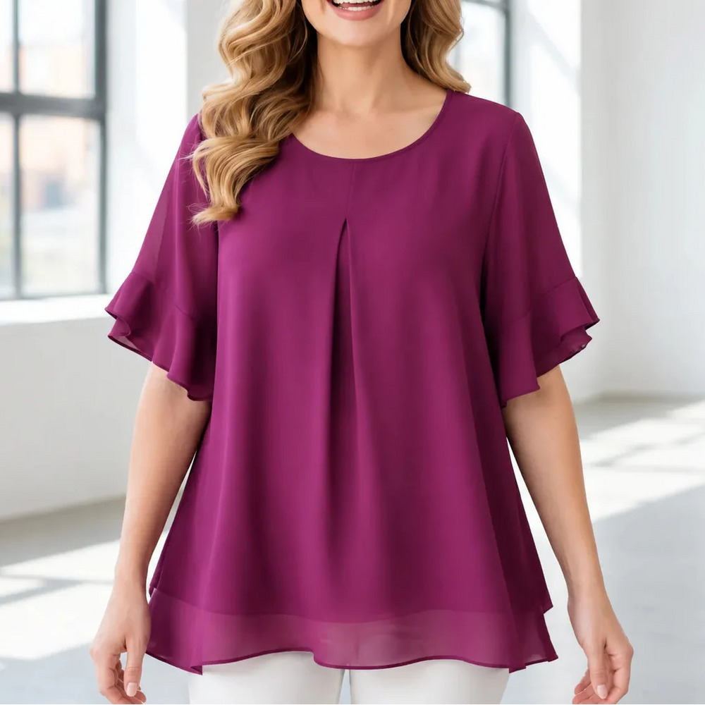 Vellora – Women's Pleated Flutter Sleeve Blouse