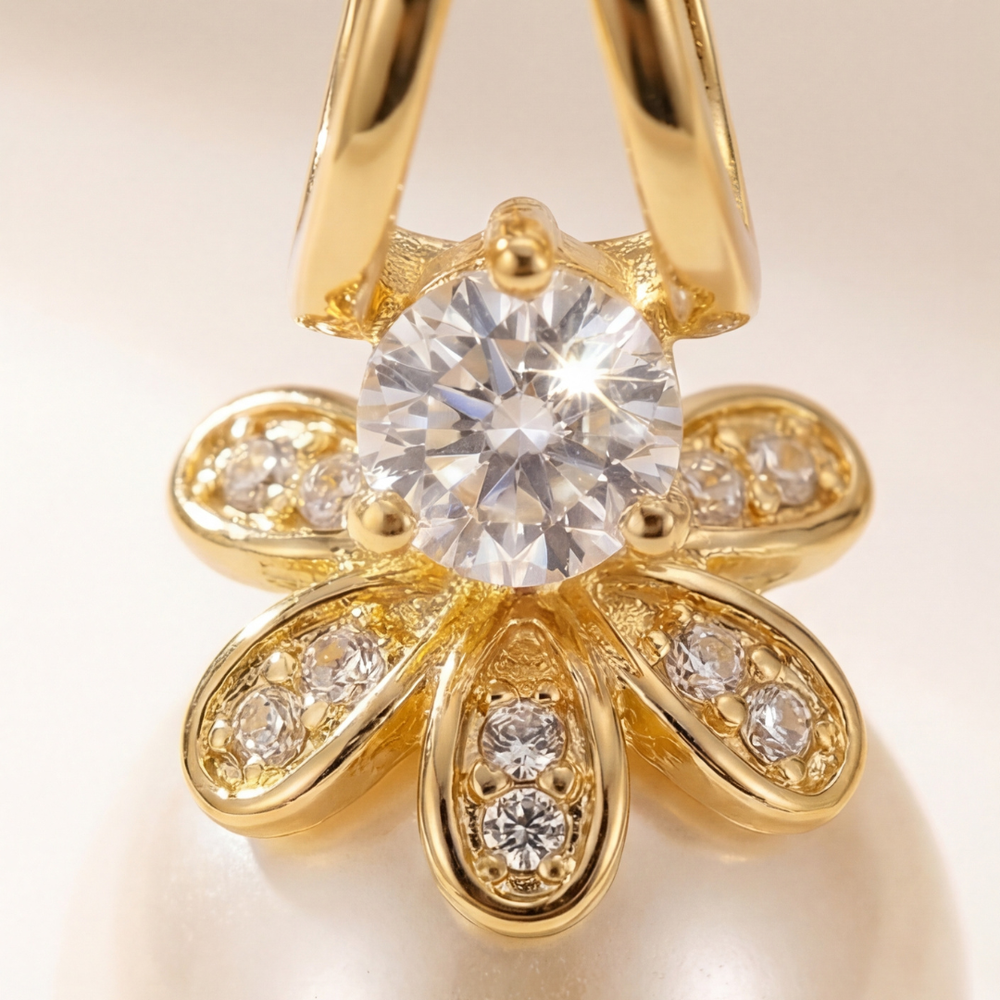 Florenza – Sparkling Pearl Drop Earrings