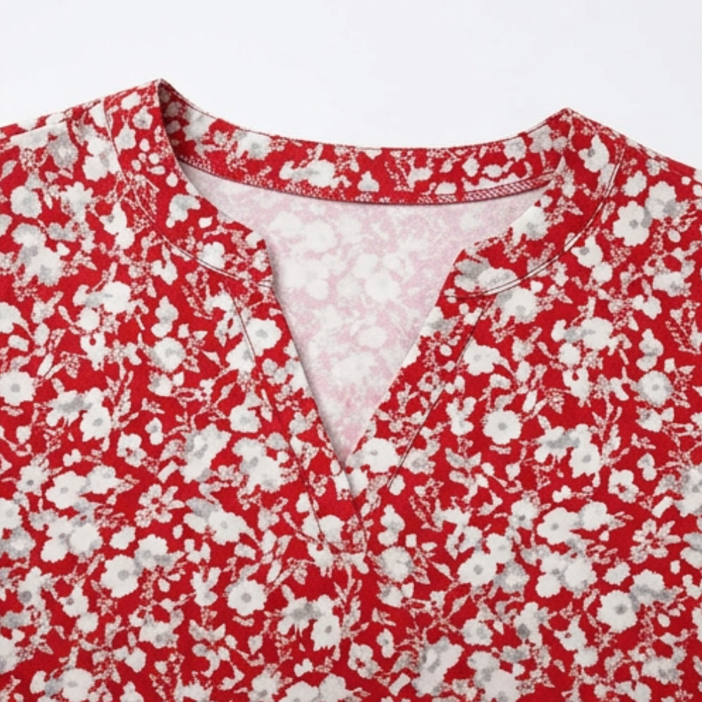 Veluna – Women's V-Neck Floral Dress with Pockets