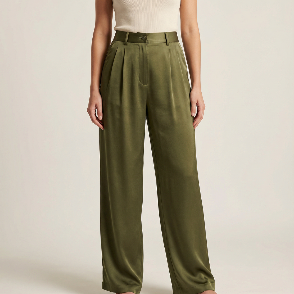 Velura - Women's Wide Leg Acetate Satin Trousers