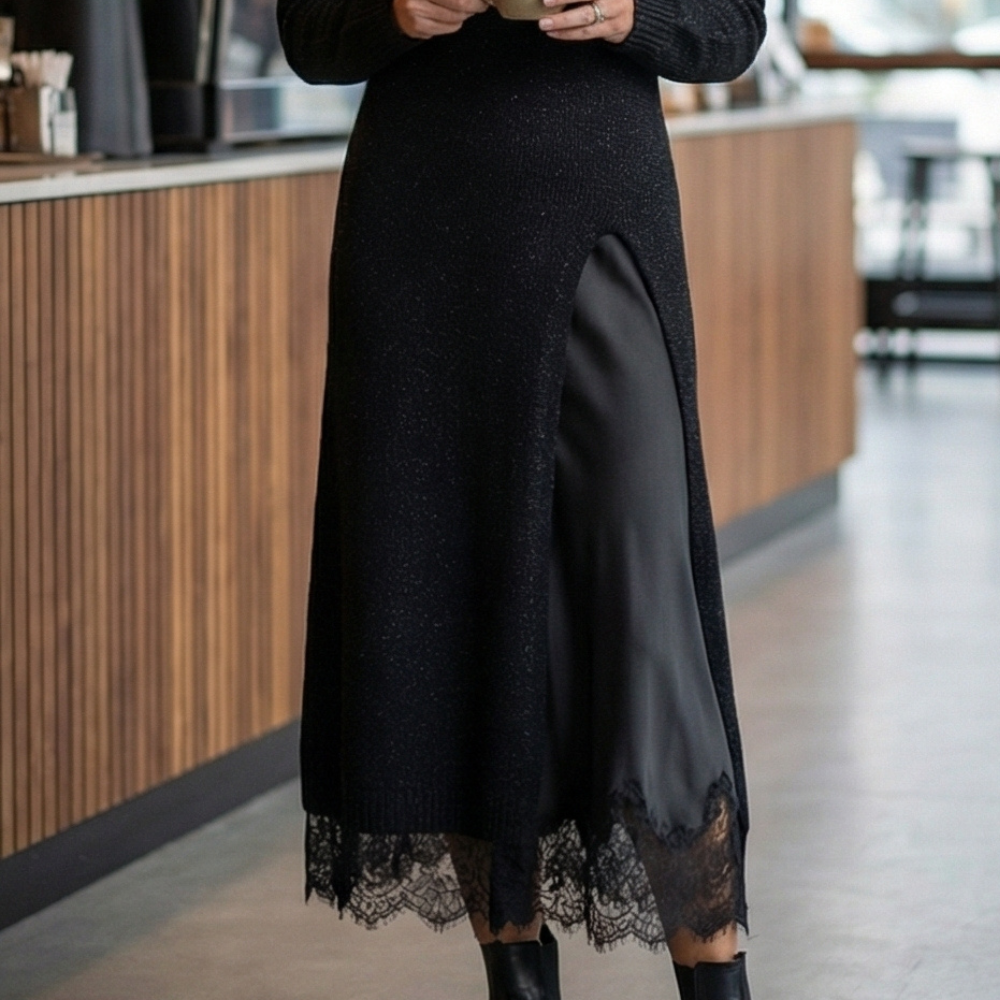 Lunette – Women’s Knitted Cardigan & Lace Camisole Set