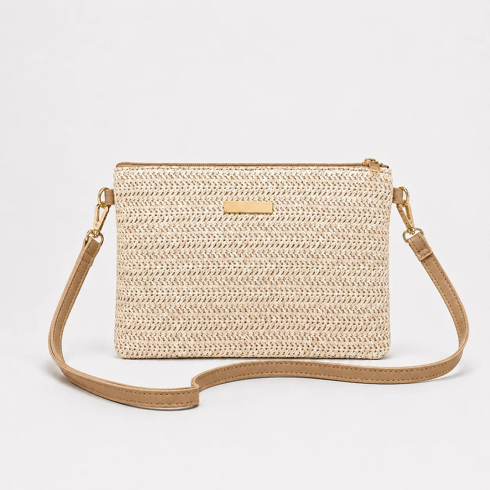 Solène – Woven Straw Crossbody Clutch Bag for Women