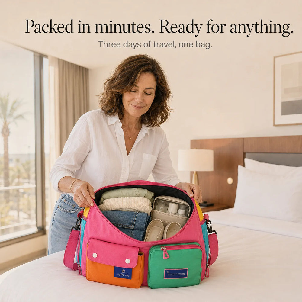 Solara – Color Block Weekend Bag with Crossbody Strap