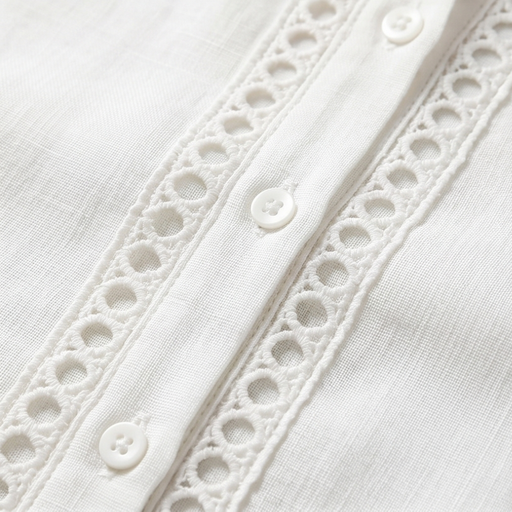 Lunavia – Women's Eyelet Trim Button-Down Blouse