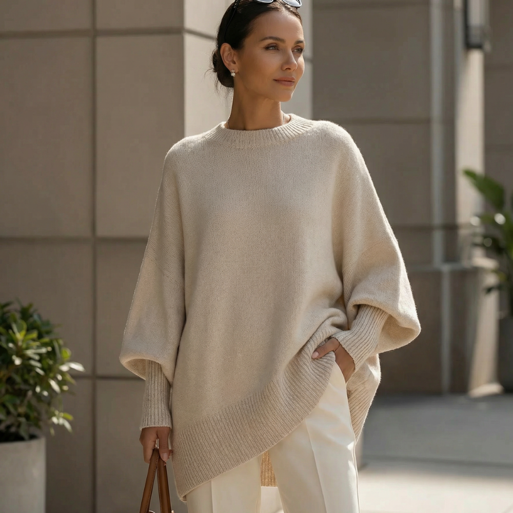 Veluna - Women's Oversized Wool Blend Sweater