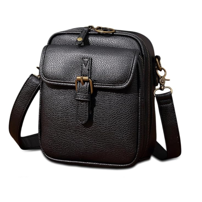 Veletto – Double Pocket PU Leather Crossbody Bag