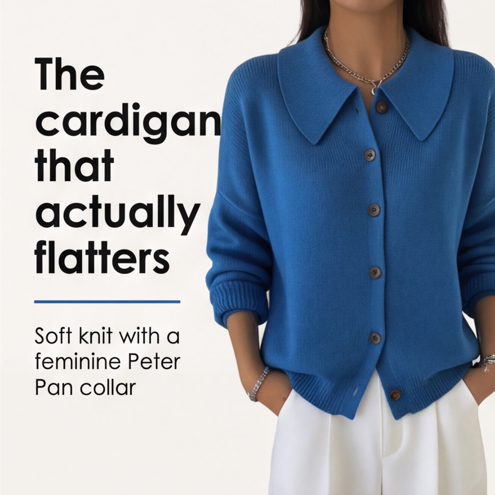 Collete – Women's Soft Knit Cardigan with Peter Pan Collar