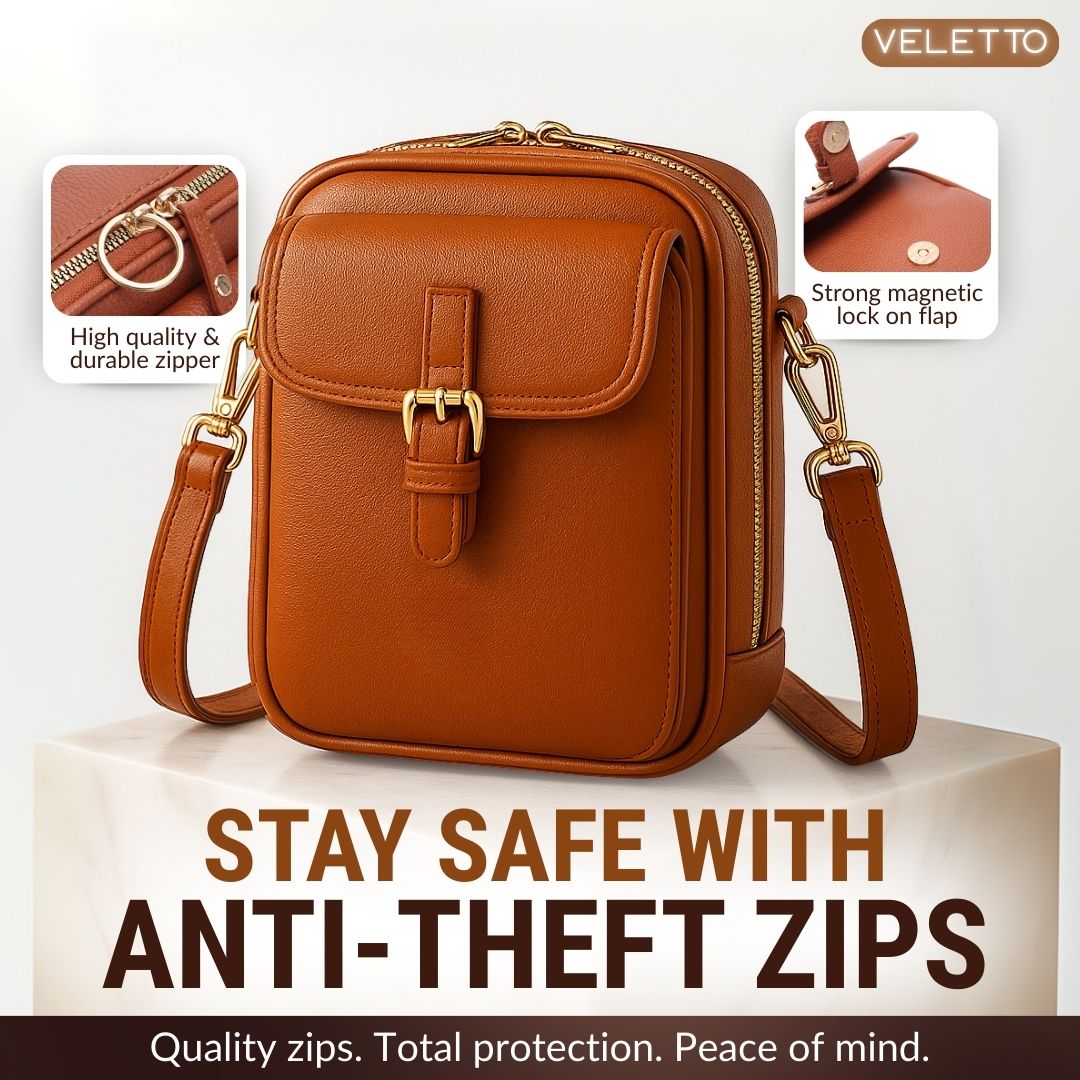 Veletto – Double Pocket PU Leather Crossbody Bag