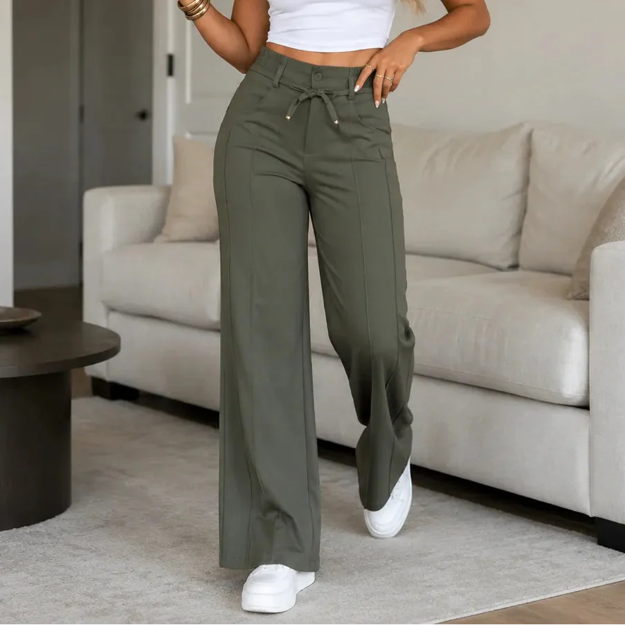 Lunelle – Wide-Leg Trousers With Front Seam Detail For Women