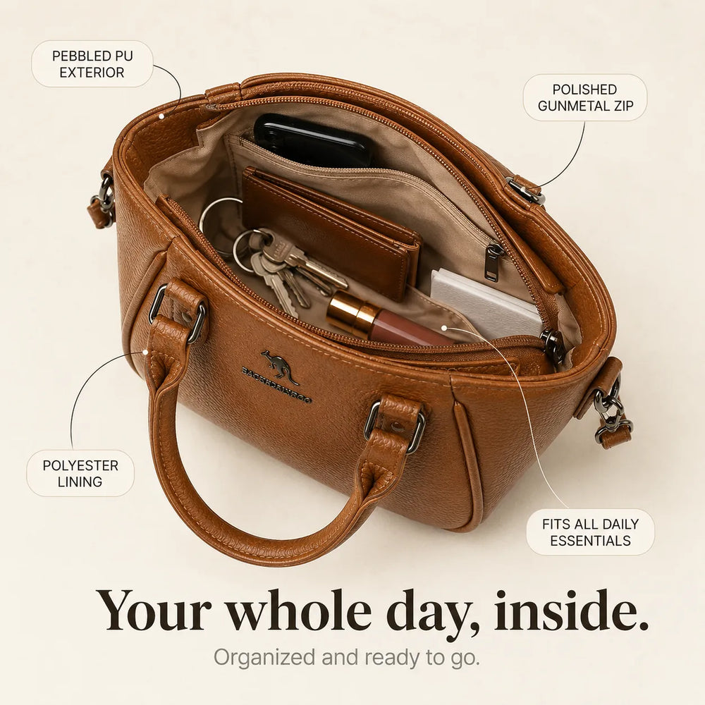 Marlowe – Structured Boston Handbag with Convertible Crossbody Strap, Polished Hardware