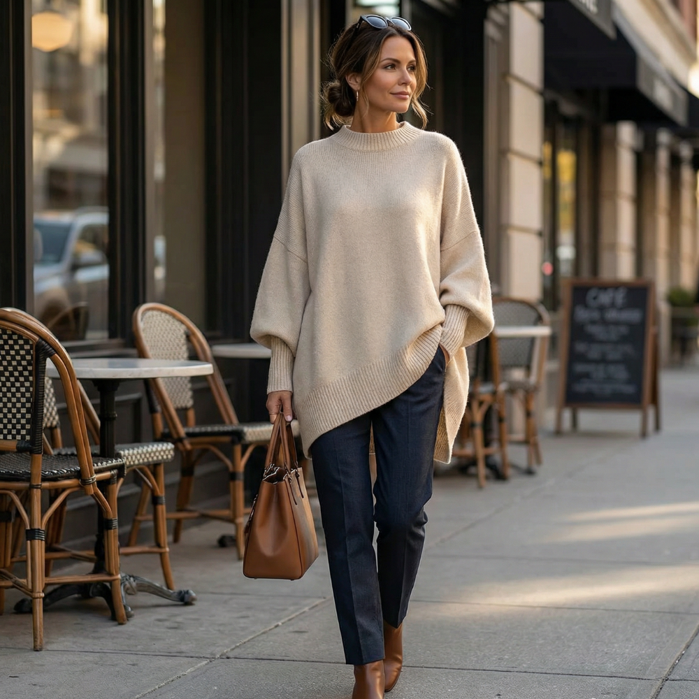 Veluna - Women's Oversized Wool Blend Sweater