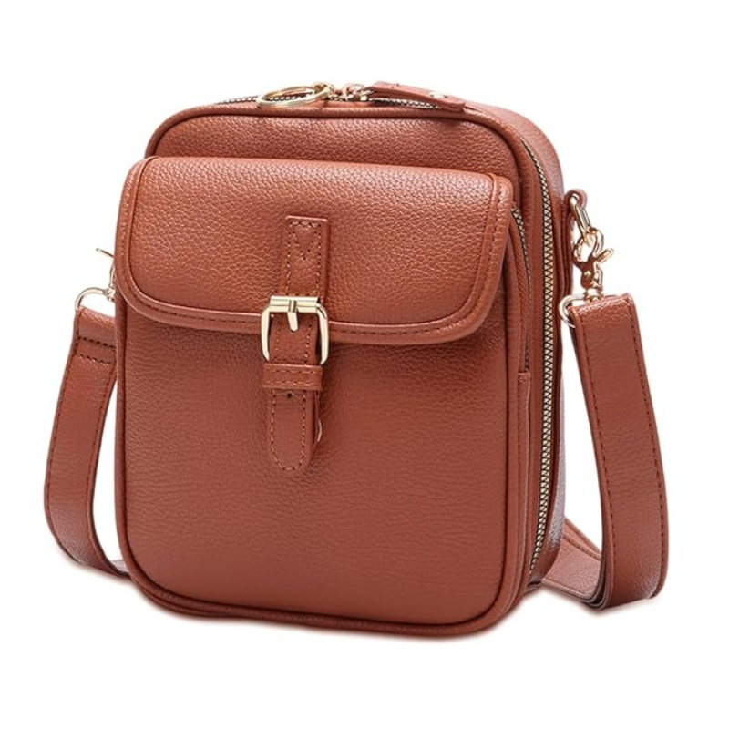 Veletto – Double Pocket PU Leather Crossbody Bag