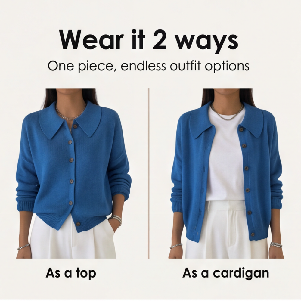 Collete – Women's Soft Knit Cardigan with Peter Pan Collar