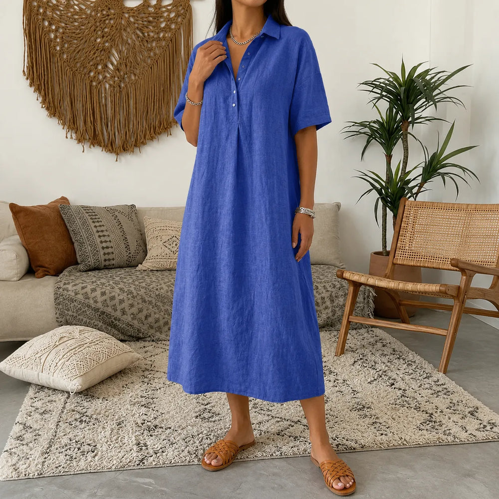 Lunavia – Women's Oversized Midi Shirt Dress