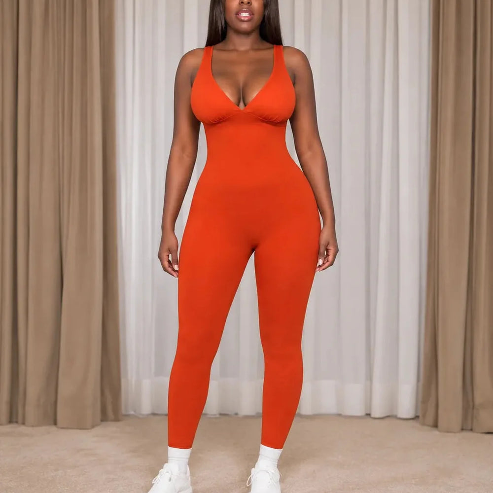 Snatura – Seamless V-Neck Shaping Jumpsuit for Yoga & Everyday Wear