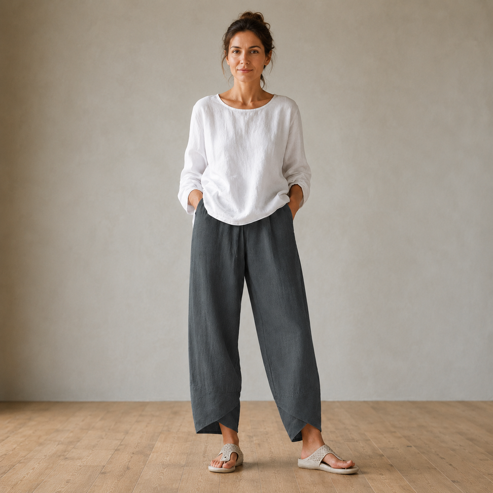 Solivia™ – Tulip Hem Cropped Wide Leg Pants with Pockets