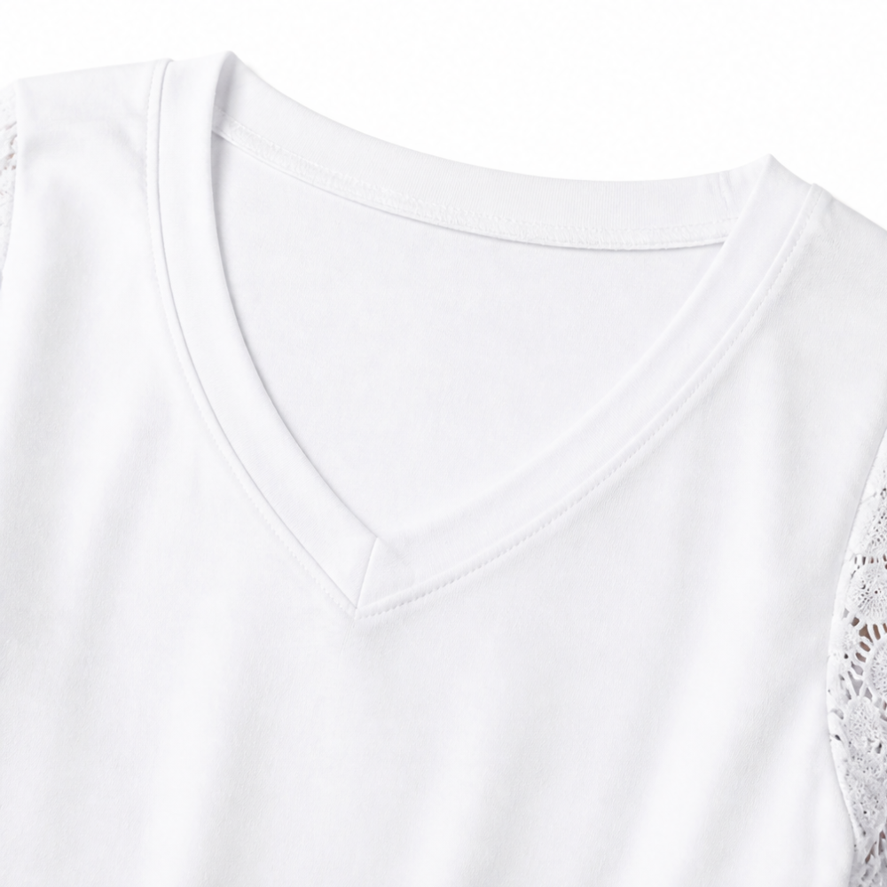Lumeya™ – Crochet Lace Sleeve V-Neck Top