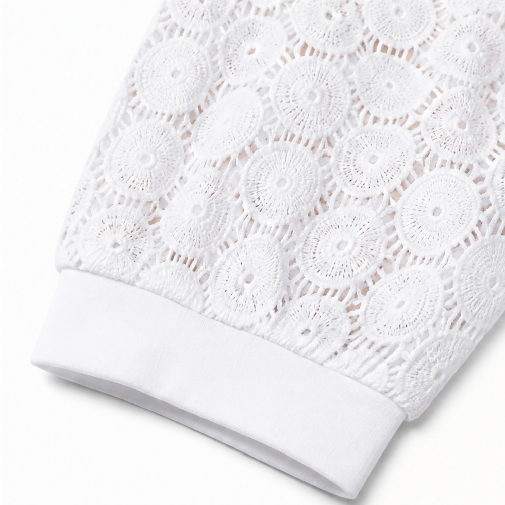 Lumeya™ – Crochet Lace Sleeve V-Neck Top