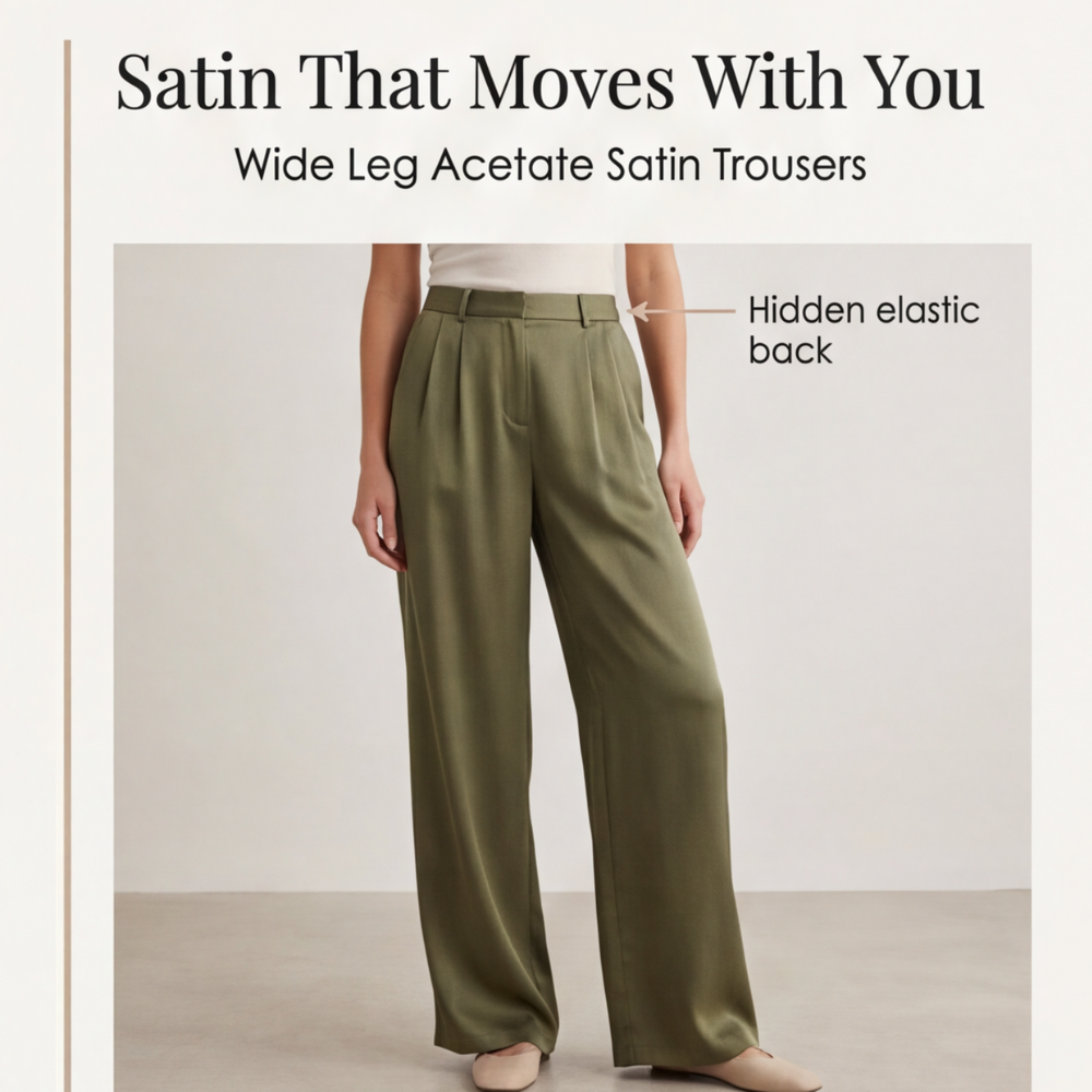 Velura - Women's Wide Leg Acetate Satin Trousers