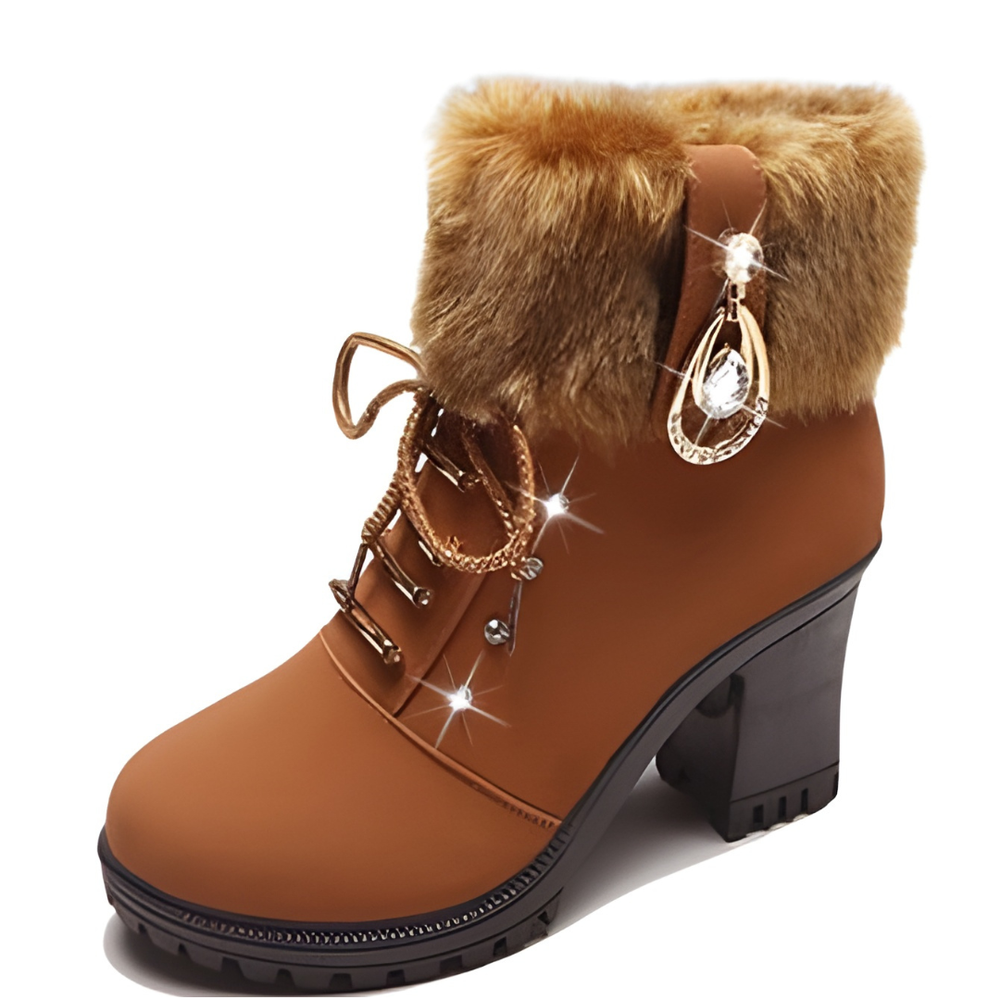 Velurea – Women’s Faux Fur Block Heel Winter Boots
