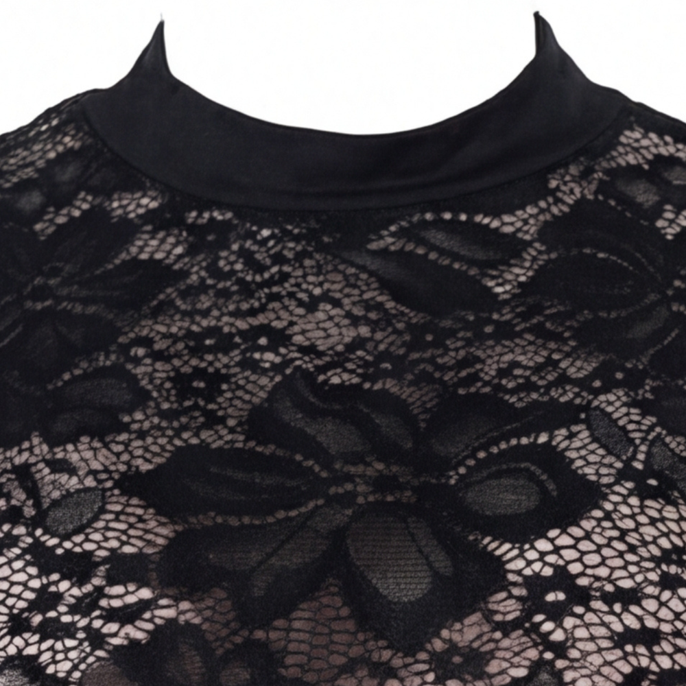 Noirelle – Lace Bodycon Mini Dress with Wrap Skirt Detail