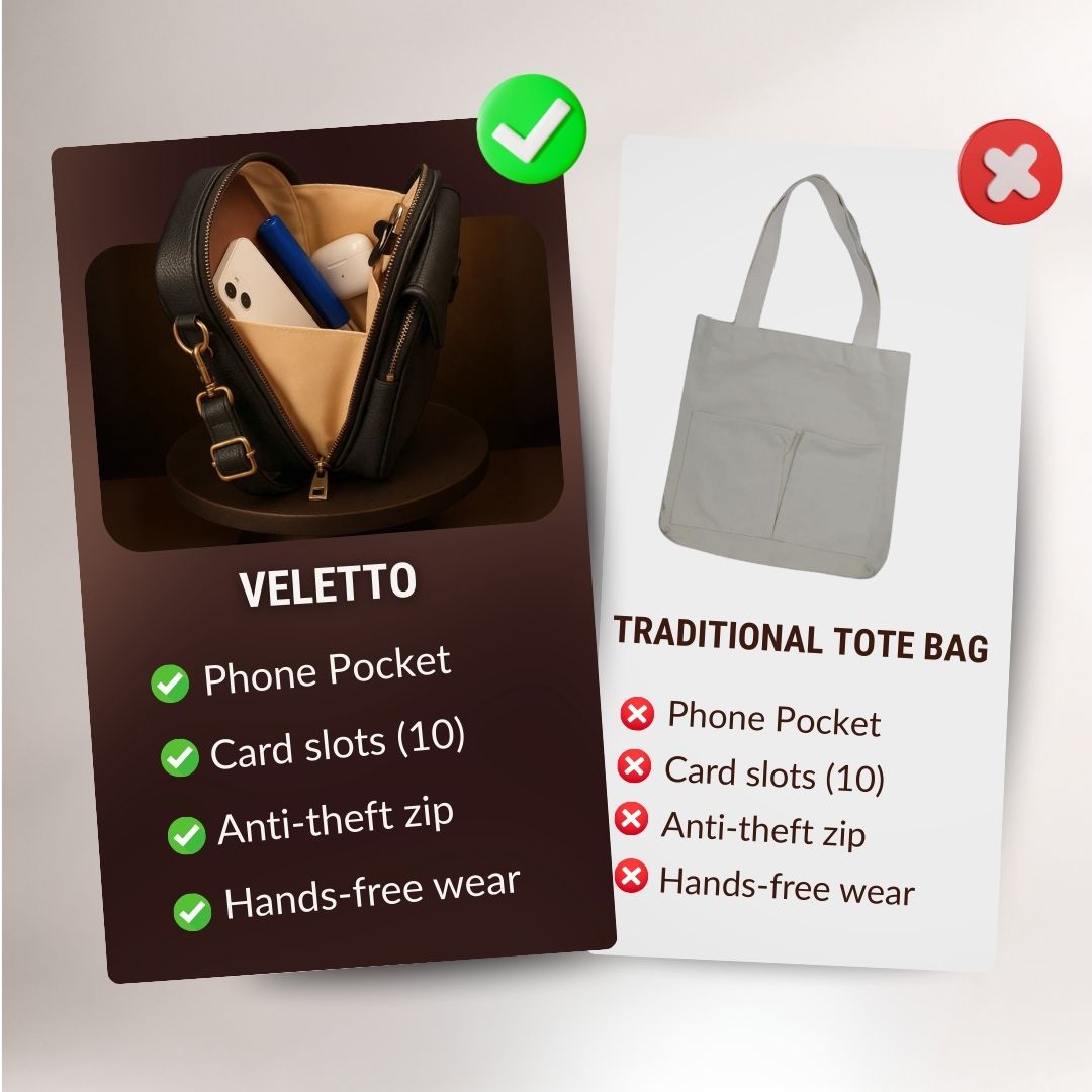 Veletto – Double Pocket PU Leather Crossbody Bag