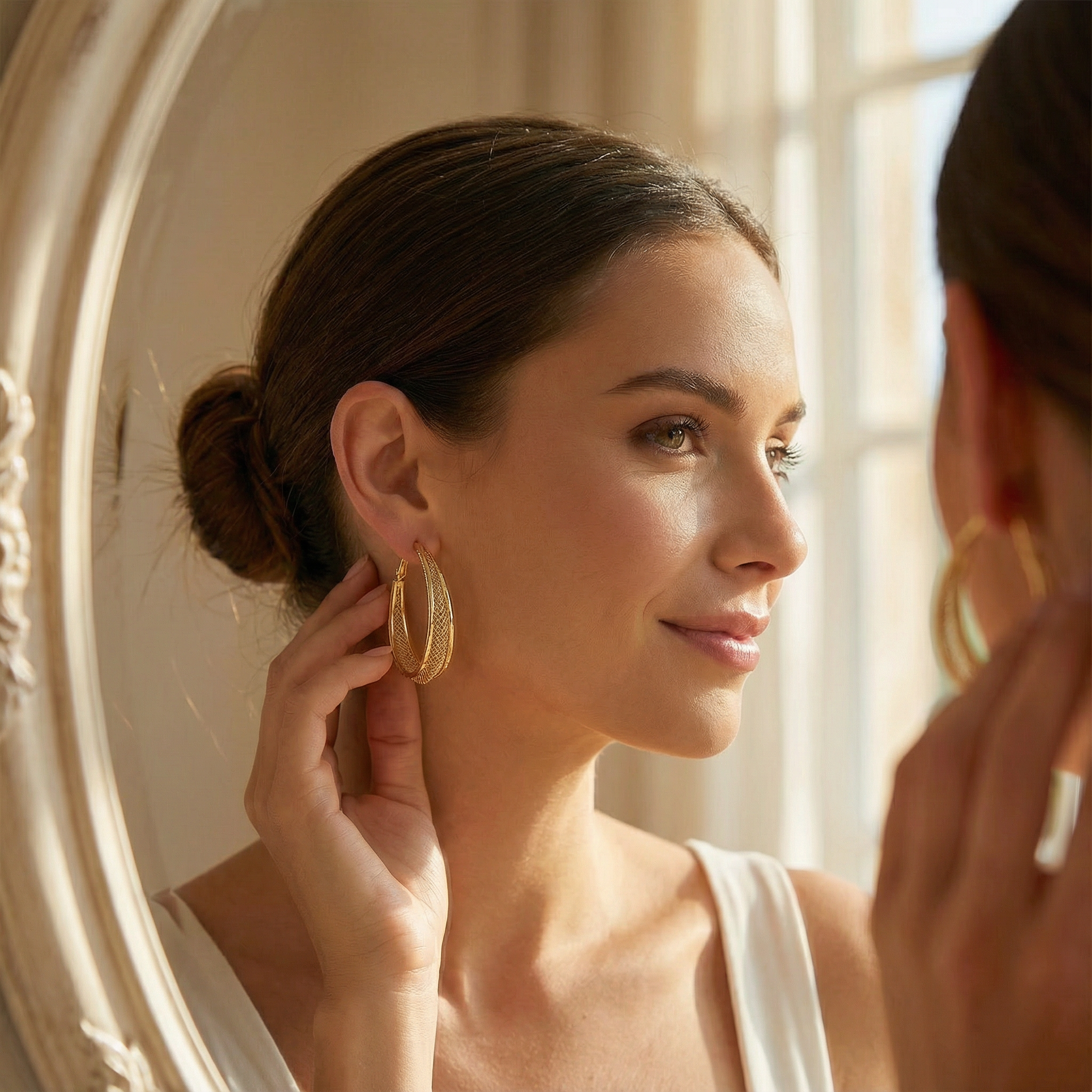Lumiere - Double Layer Mesh Hoop Earrings