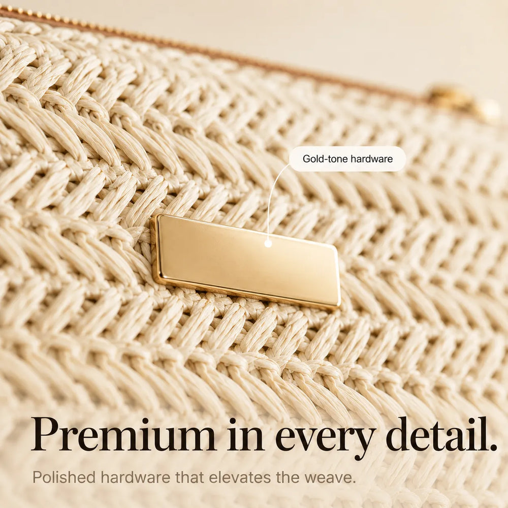 Solène – Woven Straw Crossbody Clutch Bag for Women