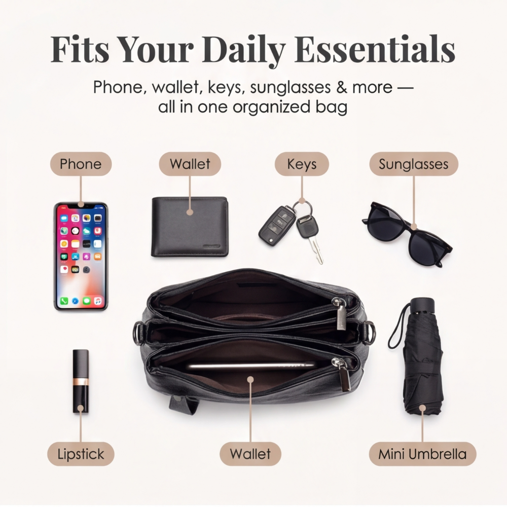 Carria - Soft Leather Crossbody With 3 Compartments