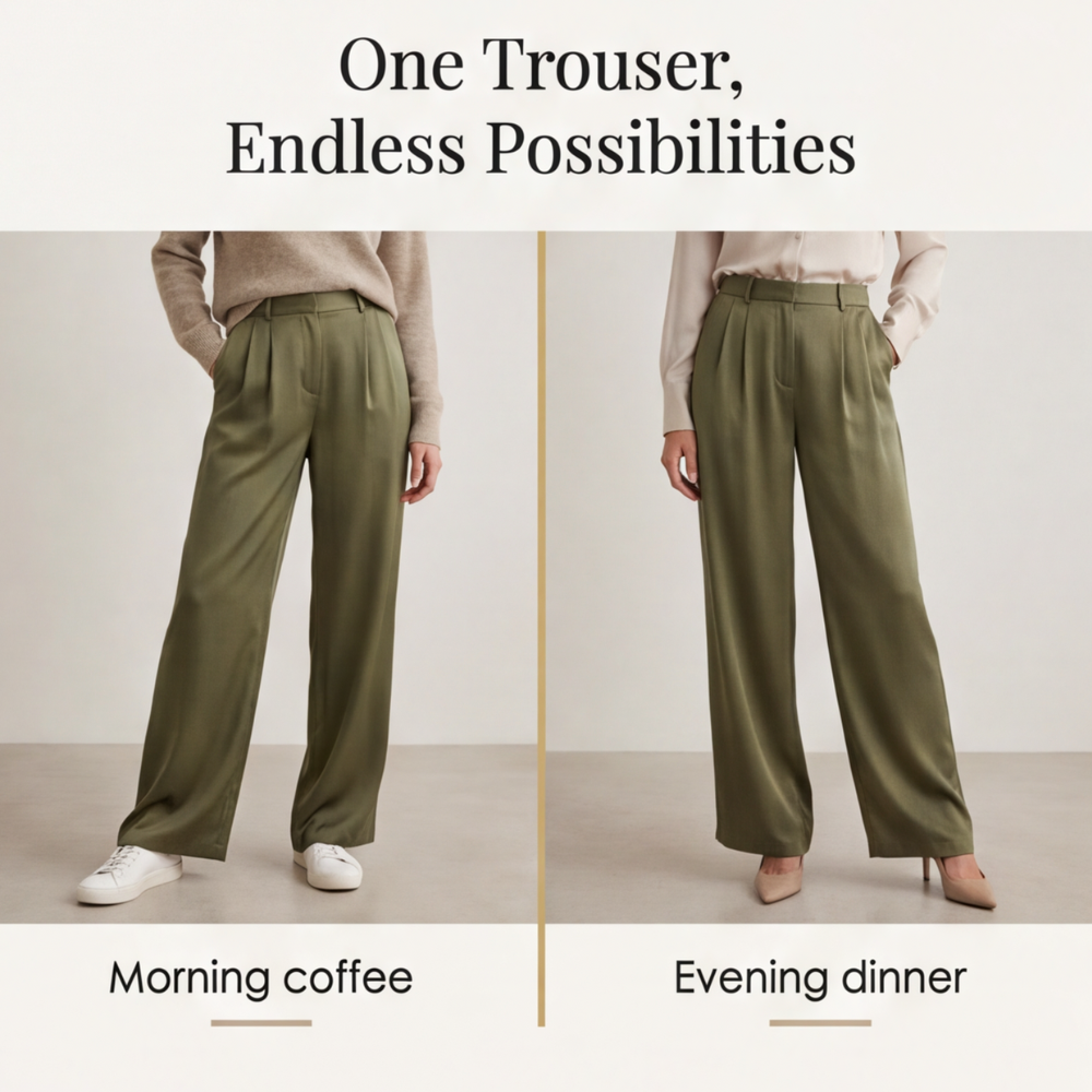 Velura - Women's Wide Leg Acetate Satin Trousers