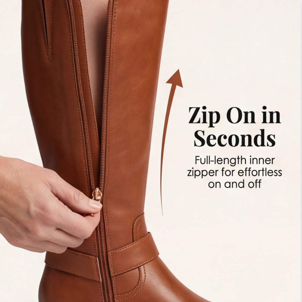 Ridella - Knee High Riding Boots with Buckle Detail