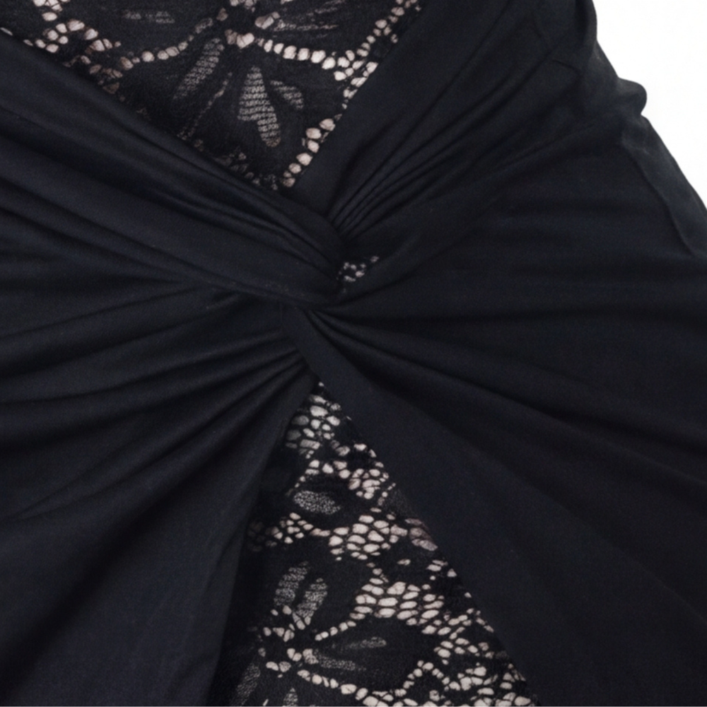 Noirelle – Lace Bodycon Mini Dress with Wrap Skirt Detail