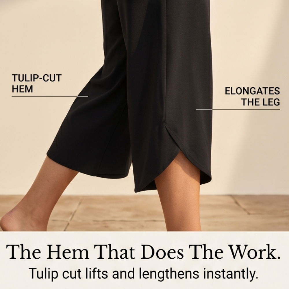 Lunavia – Women's Wide-Leg Tulip-Hem Capri Pants with Pockets