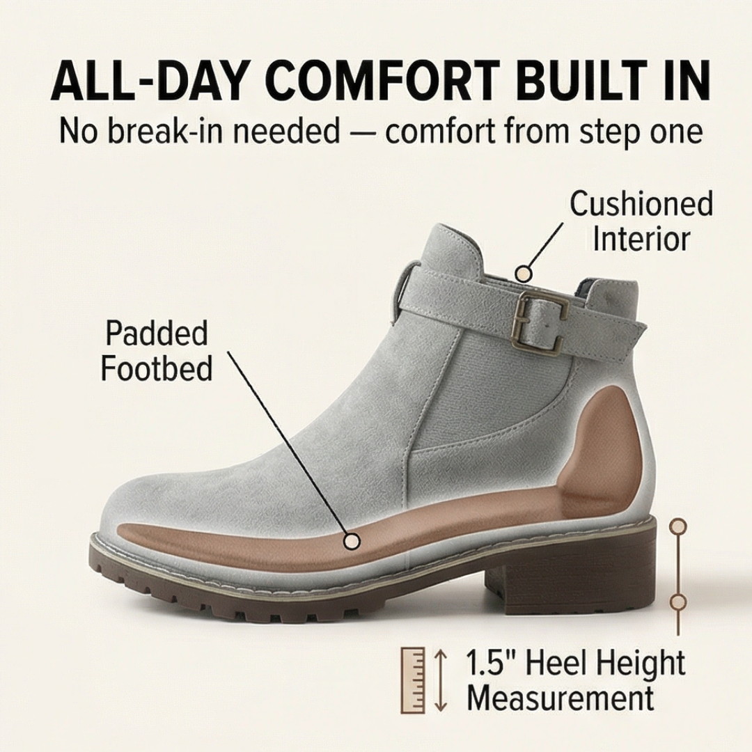 Stridella – Women's Suede-Look Buckle Ankle Booties